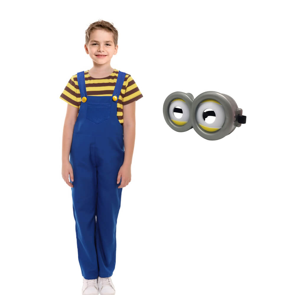 Fantasia Infantil de Camisa Amarela e Jardineira Azul