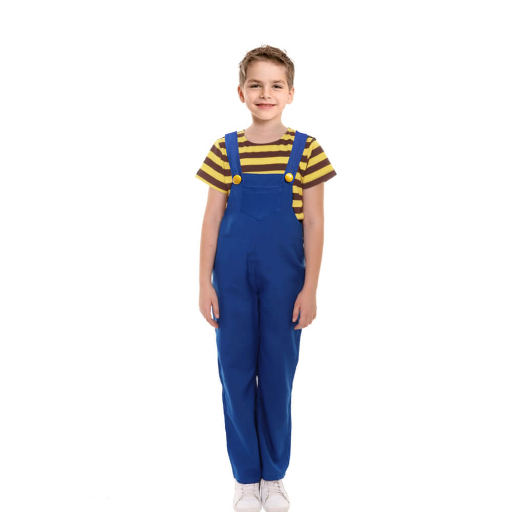 Fantasia Infantil de Camisa Amarela e Jardineira Azul
