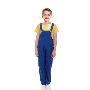 Fantasia Infantil de Camisa Amarela e Jardineira Azul