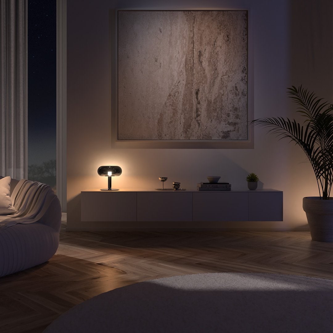Luminária de Mesa Moderna em Cristal LED com Base Touch Regulável de Vidro