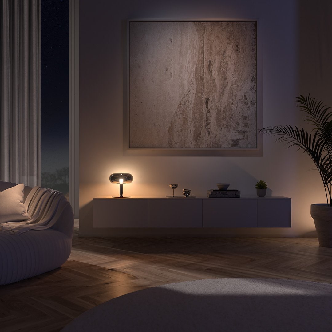 Luminária de Mesa Moderna em Cristal LED com Base Touch Regulável de Vidro