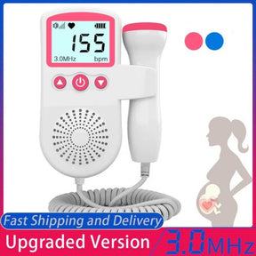 Monitor de Frequência Cardíaca Fetal Doppler para Gestantes Detector de Som de Batimentos Cardíacos do Bebê