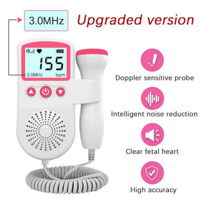 Monitor de Frequência Cardíaca Fetal Doppler para Gestantes Detector de Som de Batimentos Cardíacos do Bebê