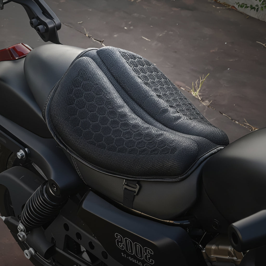 Assento de Motocicleta com Design em Colmeia, Respirável e Confortável
