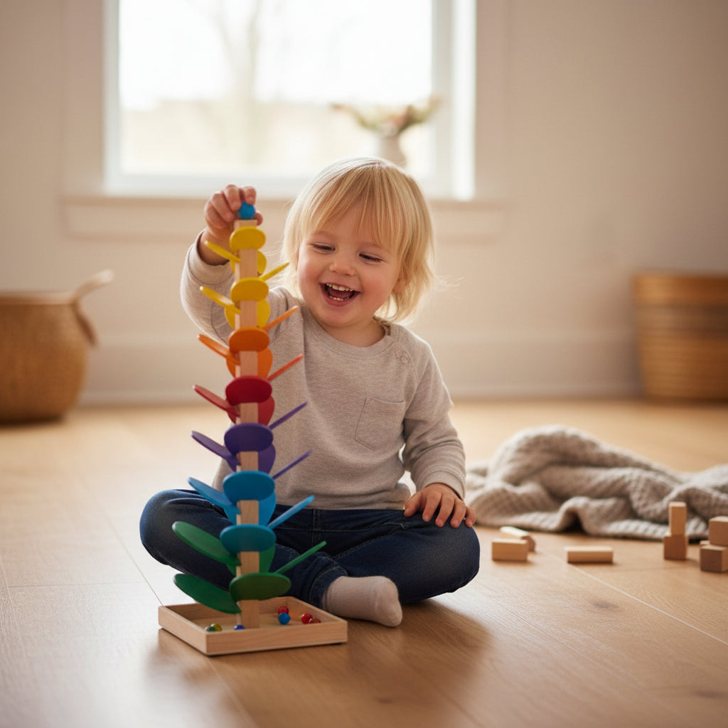 Brinquedo Árvore Musical para Crianças Pequenas Conjunto de Atividades em Madeira Colorida