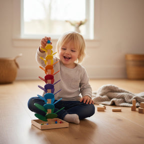 Brinquedo Árvore Musical para Crianças Pequenas Conjunto de Atividades em Madeira Colorida