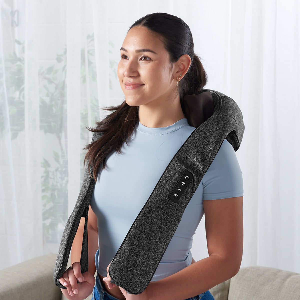 Massageador de pescoço e ombros com calor relaxante para alívio