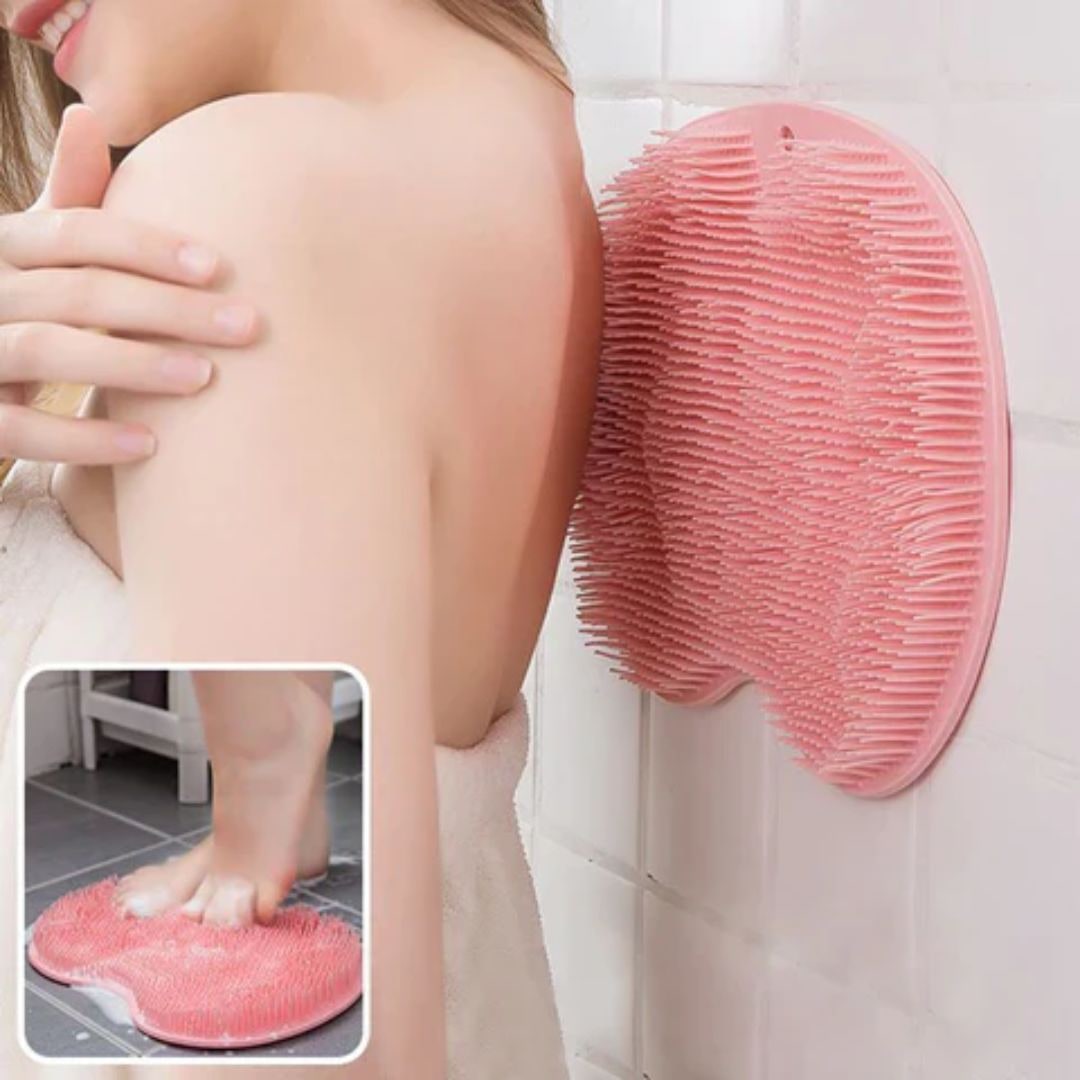Tapete de Banho Antiderrapante para Esfoliar os Pés e Limpar as Costas