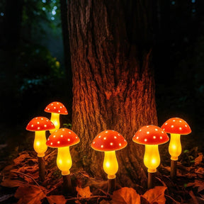 Conjunto de Estacas de Cogumelos para Jardim com Luzes Solares Externas