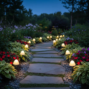 Conjunto de Estacas de Cogumelos para Jardim com Luzes Solares Externas