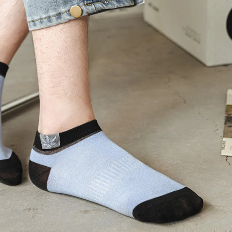20 Pares de Meias Masculinas Casuais de Algodão Fino com Absorção de Suor de Cano Baixo