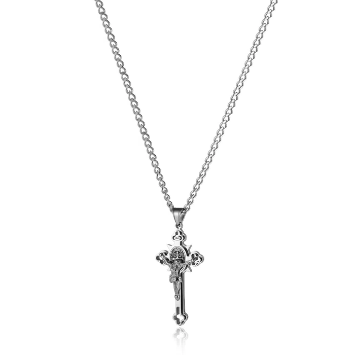 St. Benedict Crucifix Cross Pendant Necklacea