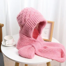 Gorro com Cachecol Integrado e Proteção Auricular Feminino de Inverno à Prova de Vento