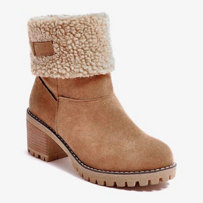 Botas de Neve Femininas de Salto Bloco | Quentes e Estilosas - Presente de Inverno Perfeito