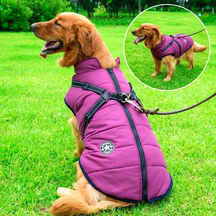 Jaqueta de Inverno Impermeável para Cães - Forrada com Lã Sherpa - Peitoral Integrado