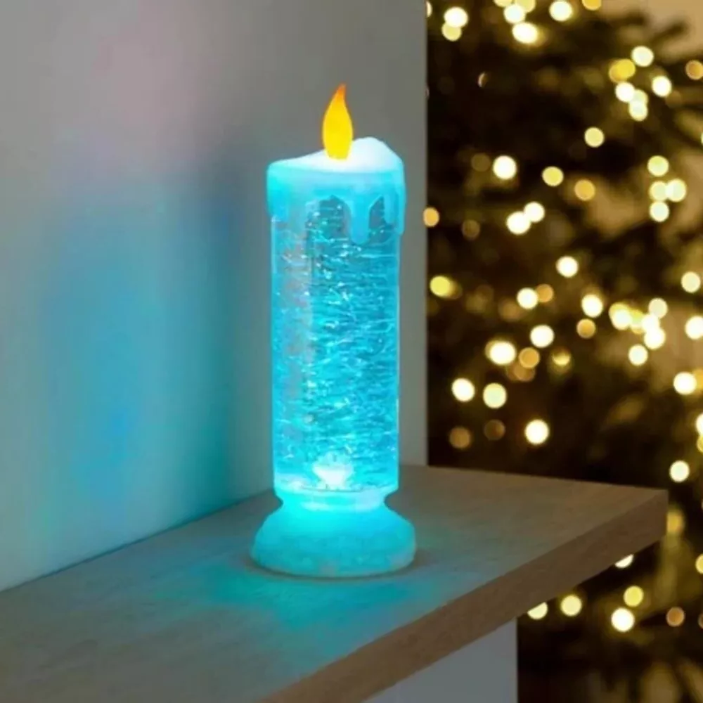 Velas de Natal de LED Recarregáveis com Glitter