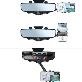 Rotatable and Retractable Car Phone Holder - 360 Degree Rear View Mirror Phone Holder