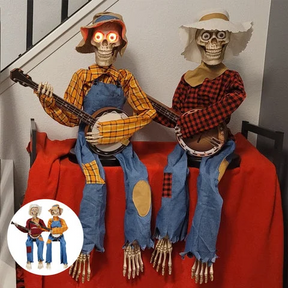 Esqueletos Animados Divertidos Tocando Banjo em Duelo