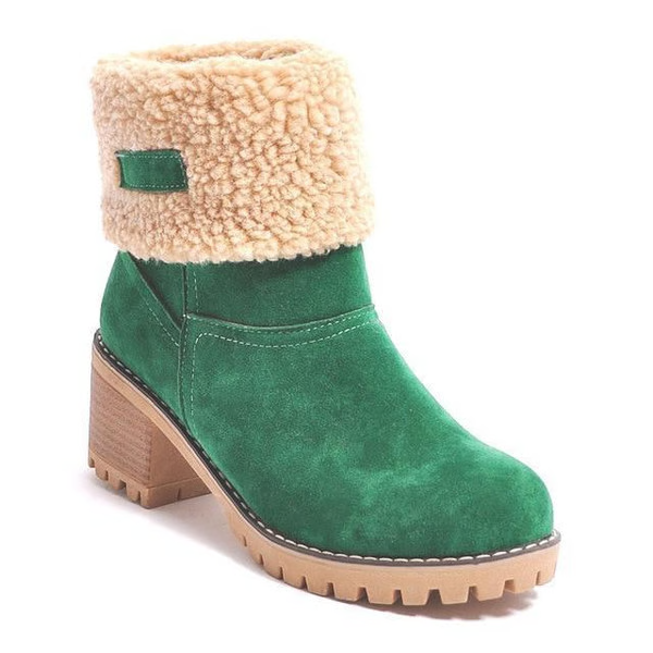 Botas de Neve Femininas de Salto Bloco | Quentes e Estilosas - Presente de Inverno Perfeito