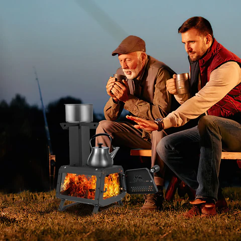Fogão Portátil a Lenha para Camping e Culinária