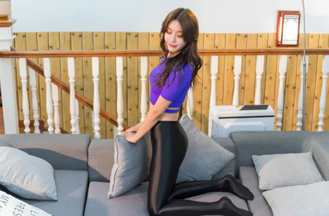 Leggings Lápis Sexy de Cintura Alta com Acabamento Brilhante e Opaco - Calças Justas de Alta Elasticidade