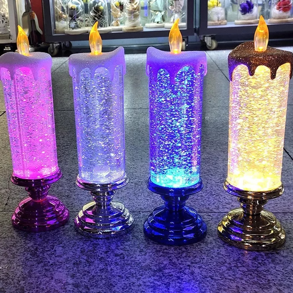 Velas de Natal de LED Recarregáveis com Glitter