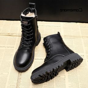 Stylish and durable black leather winter boots