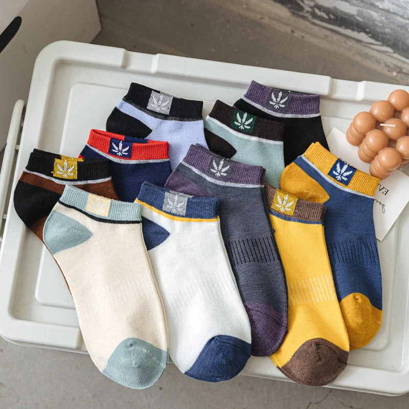 20 Pares de Meias Masculinas Casuais de Algodão Fino com Absorção de Suor de Cano Baixo