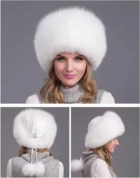 100% Natural Fox Fur Hat Women Cap Thick Fur Cap Winter Warm Hat Female Fashion For Women Hat With Earmuffs Hat