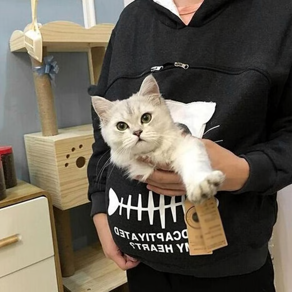 Moletom com Bolso para Aconchegar Gatos - Presente Perfeito para Pet