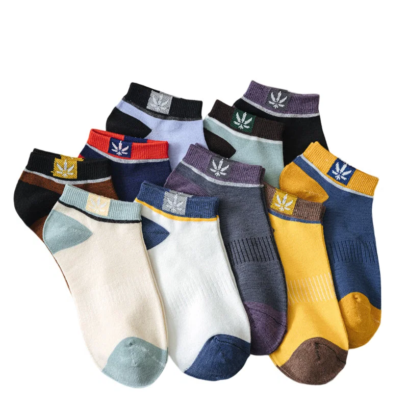 20 Pares de Meias Masculinas Casuais de Algodão Fino com Absorção de Suor de Cano Baixo