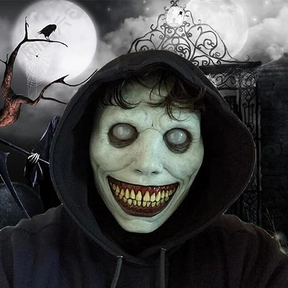 Creepy Smiling Face Evil Mask - Creepy White Eyed Demon Smiling Mask