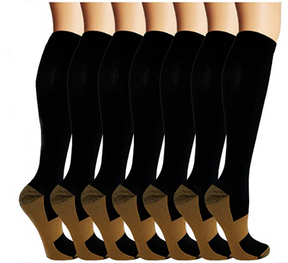 Meias de Compressão com Cobre (7 Pares) para Mulheres e Homens - Treino e Recuperação