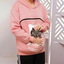 Moletom com Bolso para Aconchegar Gatos - Presente Perfeito para Pet