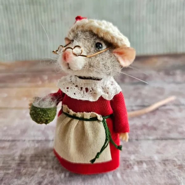 Kit de Artesanato DIY de Ratinho de Feltro Agulhado Fofo Feito à Mão