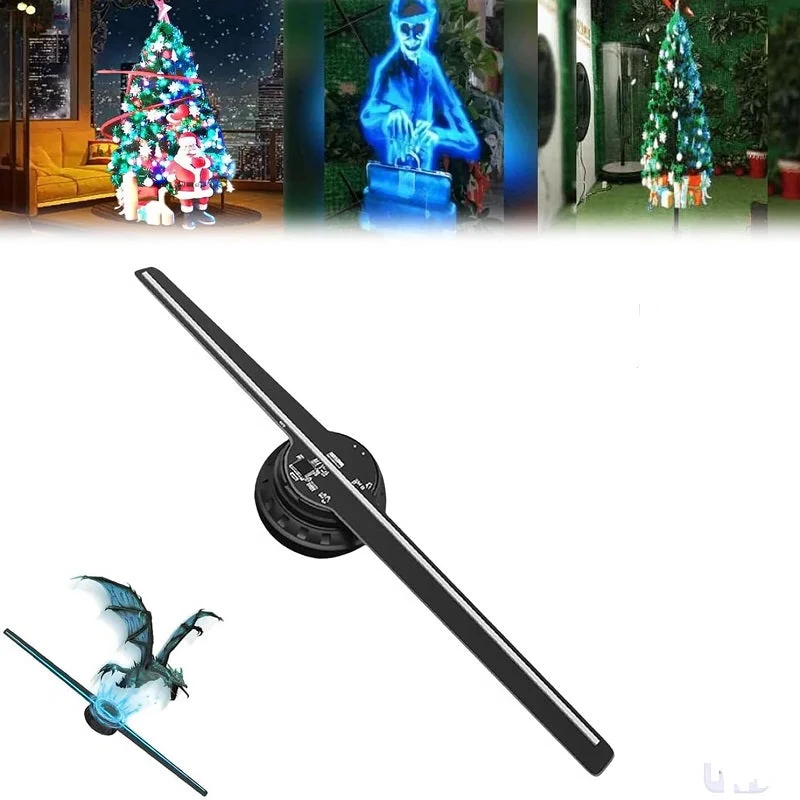 Projetor de Ventilador LED com Holograma 3D