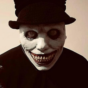 Creepy Smiling Face Evil Mask - Creepy White Eyed Demon Smiling Mask