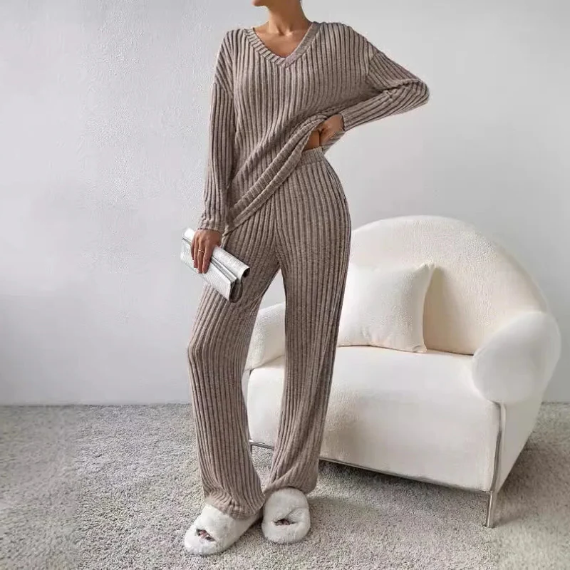 Conjunto feminino de inverno de duas peças