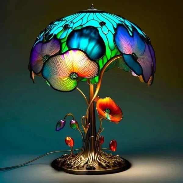 Luminária de Mesa Série Plantas em Vitral