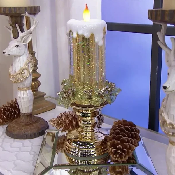 Velas de Natal de LED Recarregáveis com Glitter