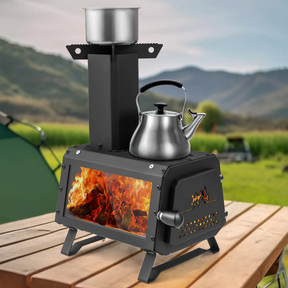 Fogão Portátil a Lenha para Camping e Culinária