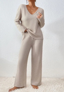 Conjunto feminino de inverno de duas peças