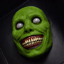 Creepy Smiling Face Evil Mask - Creepy White Eyed Demon Smiling Mask