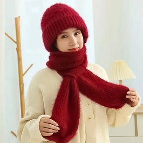 Gorro com Cachecol Integrado e Proteção Auricular Feminino de Inverno à Prova de Vento