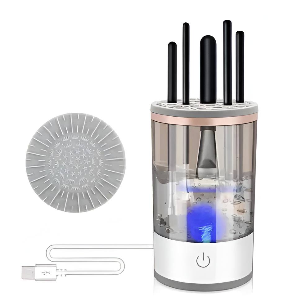 Limpador de Pincéis de Maquiagem 3 em 1 - Dispositivo Elétrico para Limpeza de Pincéis