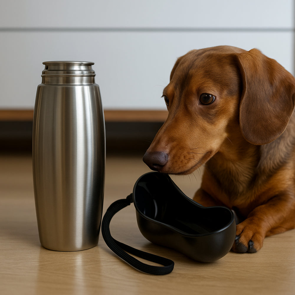 Garrafa de Água para Cães em Aço Inoxidável para Viagem