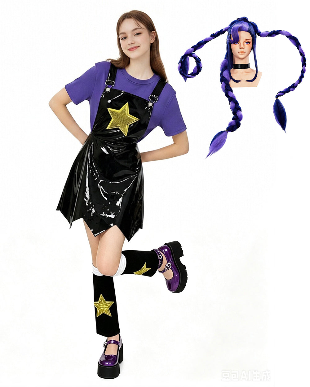 Women’s Purple Horror Doll Costume Set