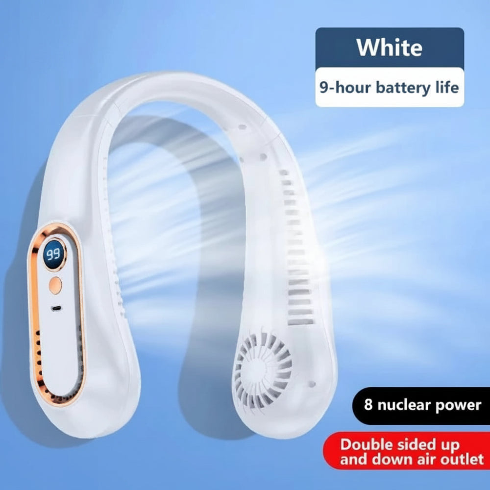 Bladeless Portable Neck Fan - Hands-Free Wearable Cooling Device for Summer