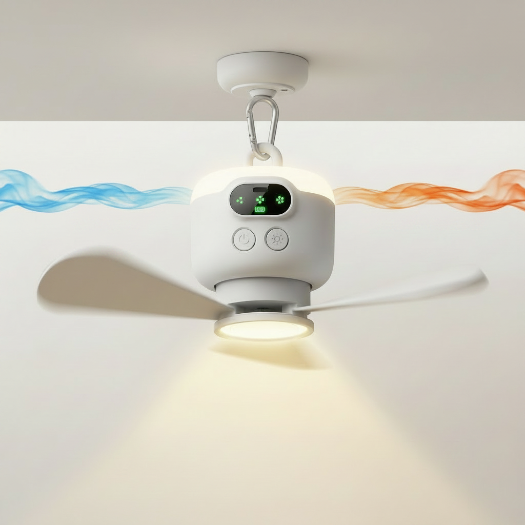 Ventilador Portátil de Camping com Controle Remoto e Gancho para Pendurar