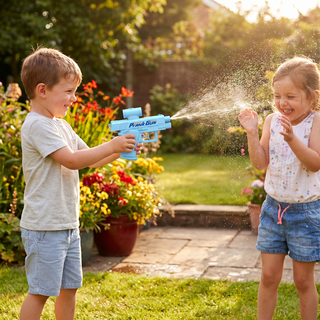 Brinquedo Infantil de Pistola de Água para Pegadinhas Lançador de Jatos Duplo